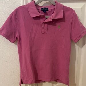 Polo by Ralph Lauren Kids Polo Shirt in Pink with Green Logo